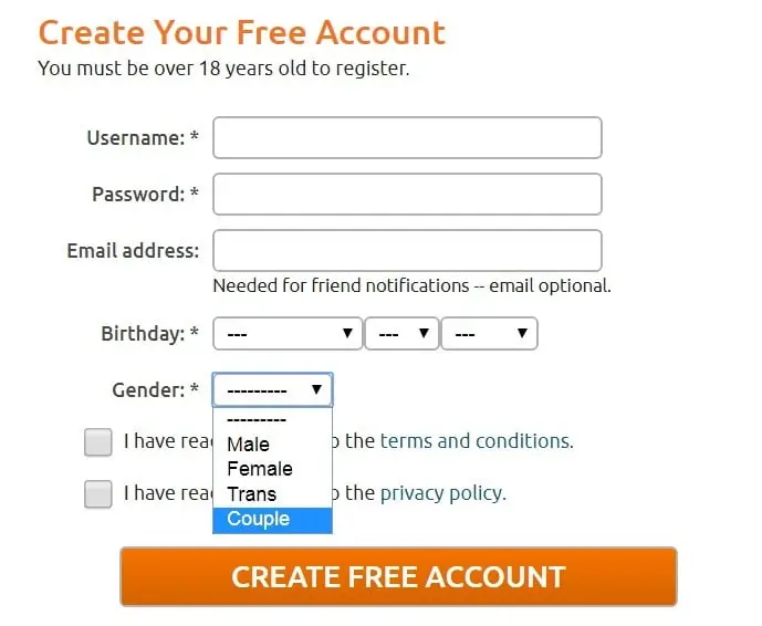 Chaturbate регистарция парой